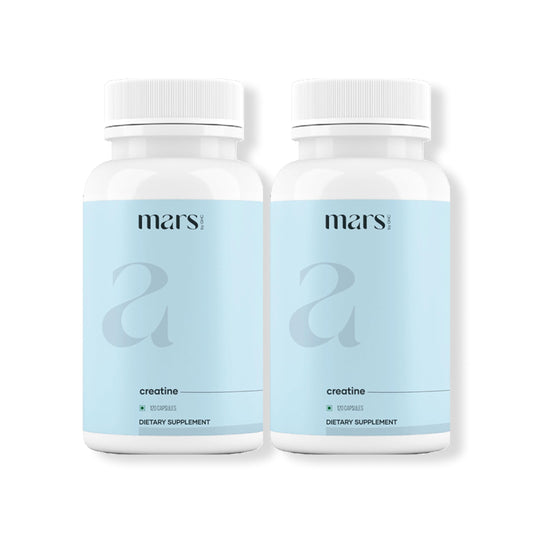 Mars by GHC micronized creatine monohydrate capsules bottle supports workout endurance.