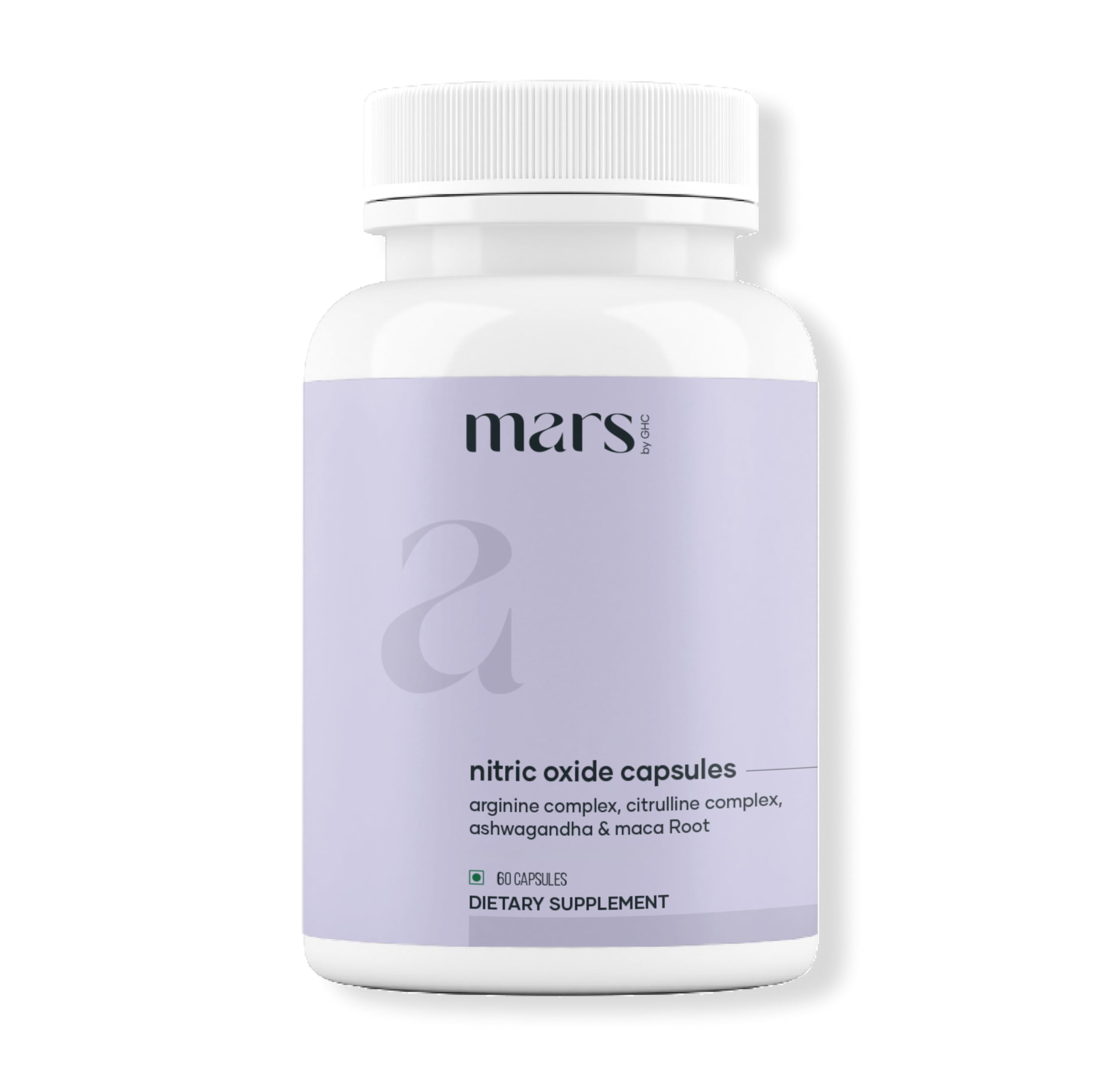 Mars Nitric Oxide Capsules photographed for easy daily use in a routine.