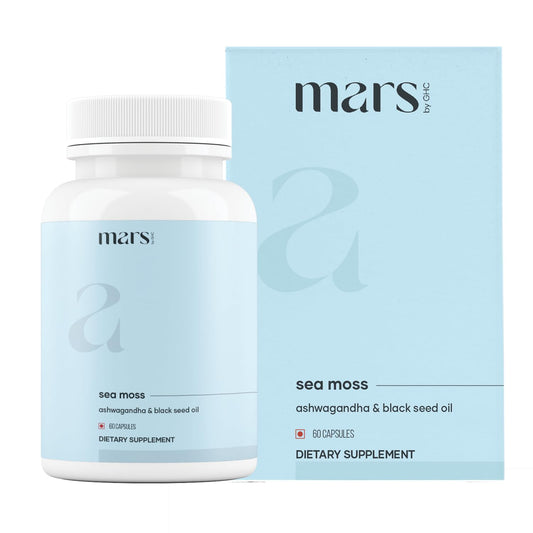 Mars Sea Moss Caps Surge Natural 3-pack packaging supports convenient daily use.