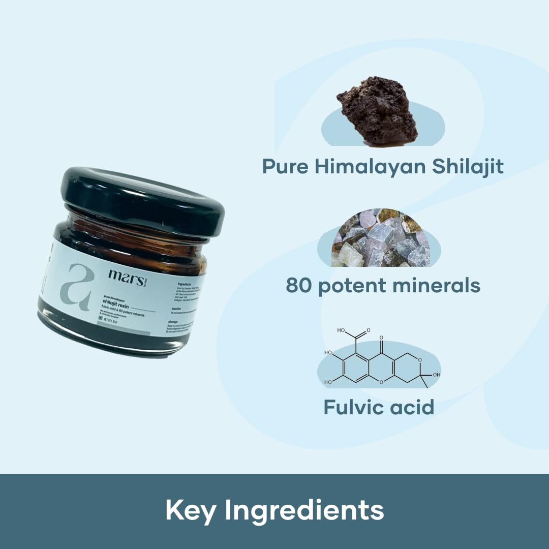 Mars Shilajit Gold Resin jar setup highlights premium extract and clean presentation.