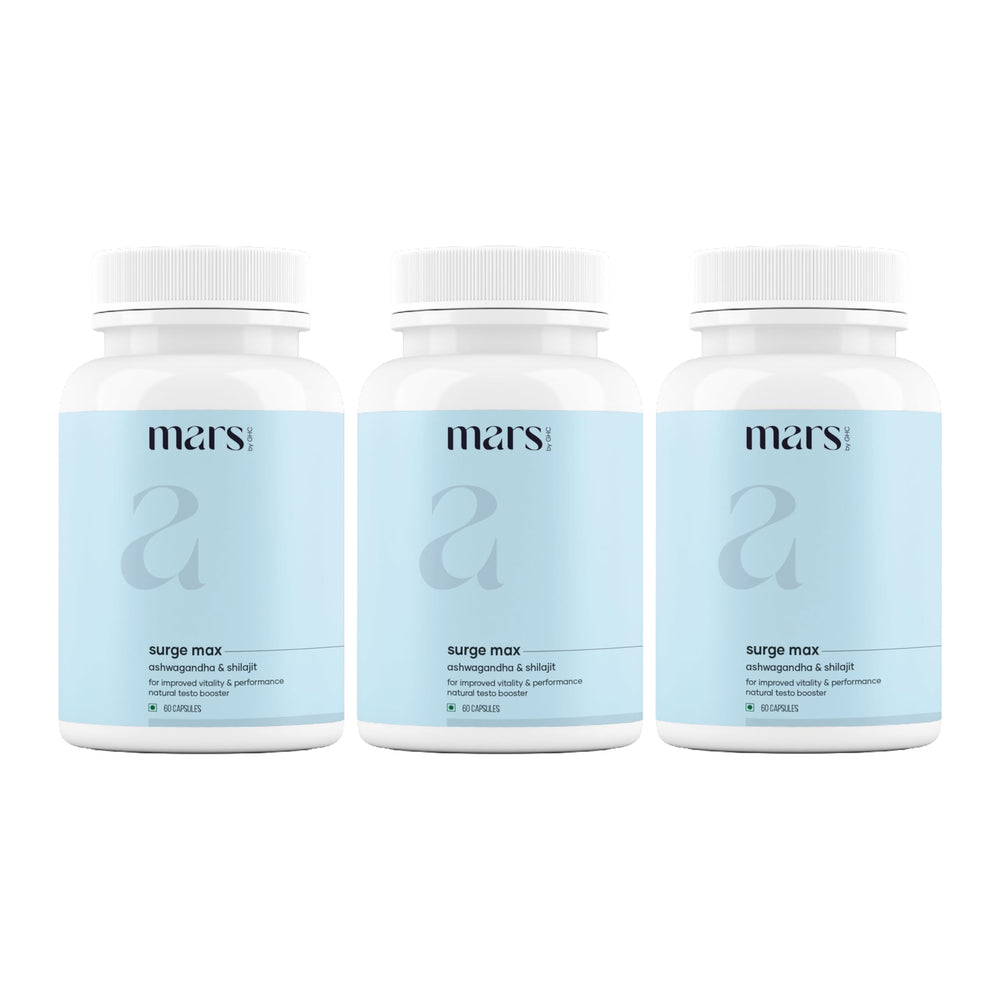 Mars Surgemax bottle pouring capsules for daily energy support.
