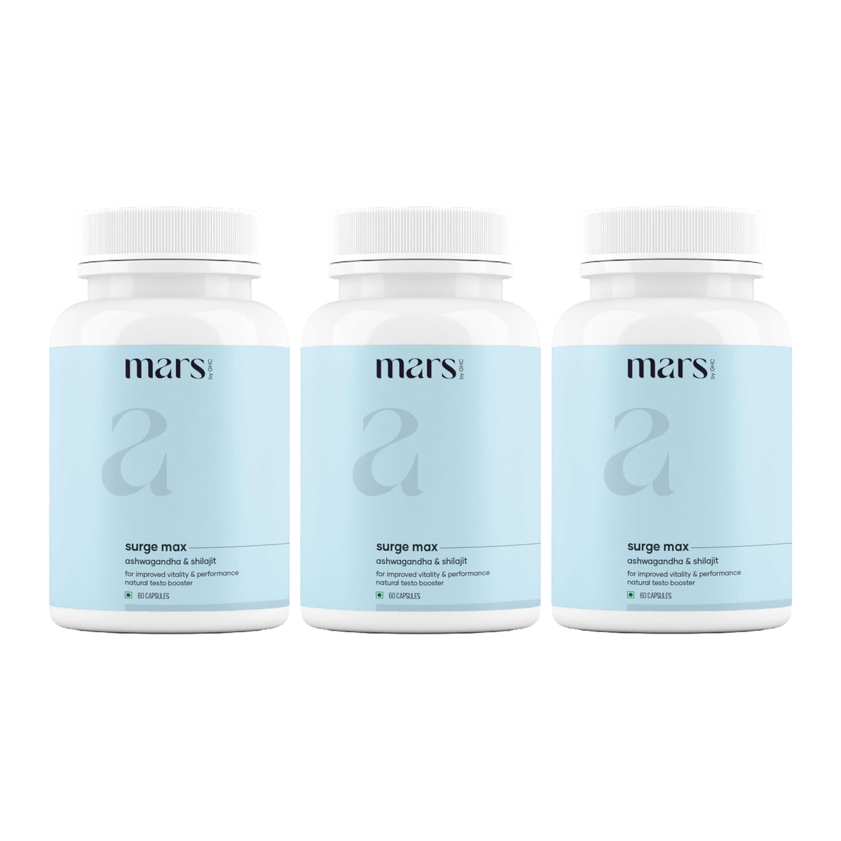 Mars Surgemax bottle pouring capsules for daily energy support.