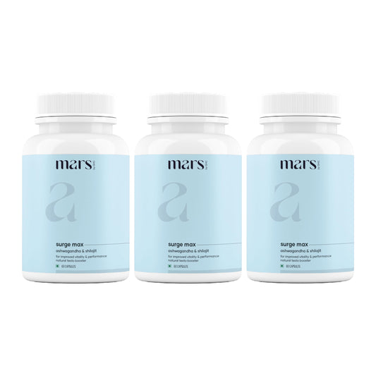 Mars Surgemax bottle pouring capsules for daily energy support.