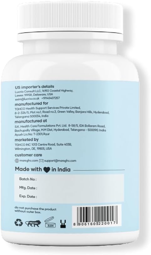 Close-up of Mars Surgemax capsules highlighting herbal blend for vitality.