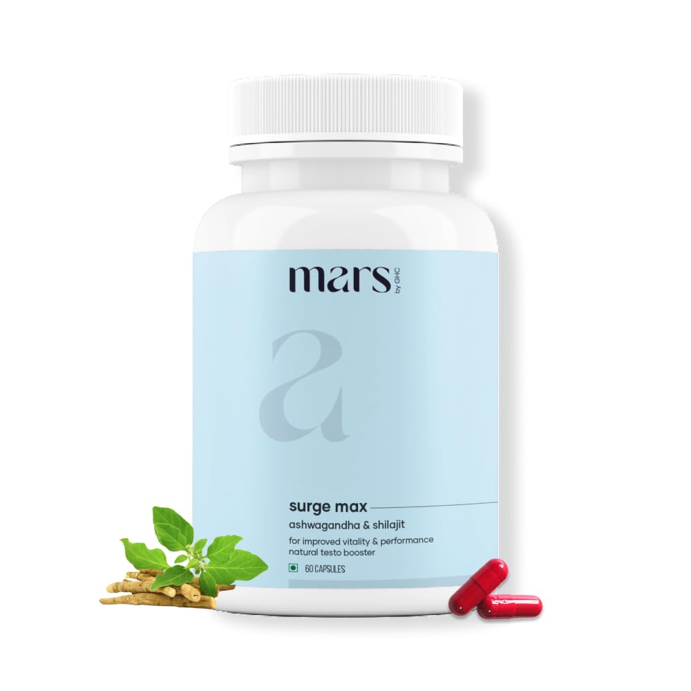 Mars Surgemax bottle back with ingredients shilajit and safed musli