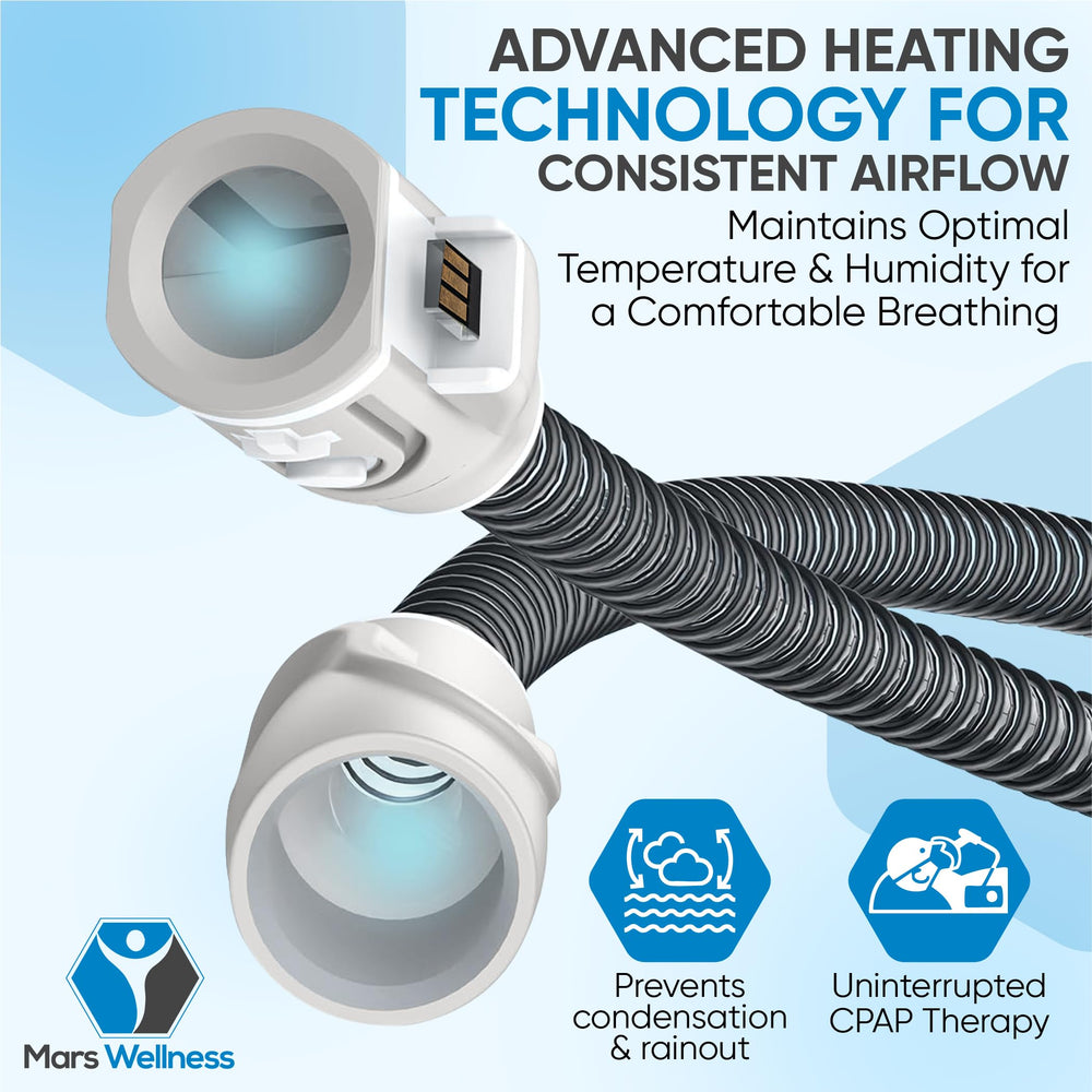 Mars Wellness CPAP heating tube rainout prevention reduces moisture buildup in the hose.