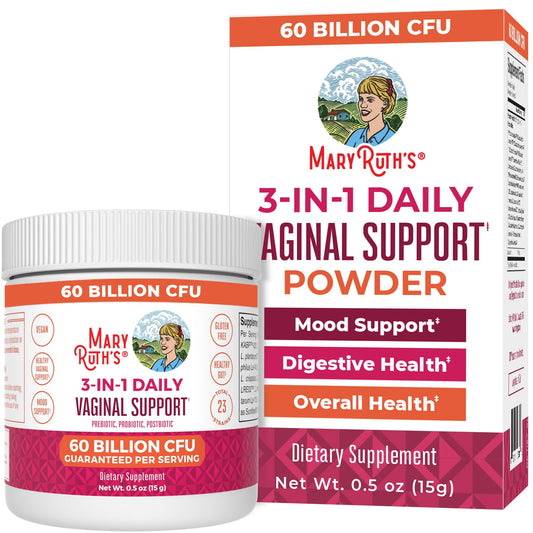 MaryRuth's 3-in-1 Probiotics for Women bottle-front promotes vaginal health support.