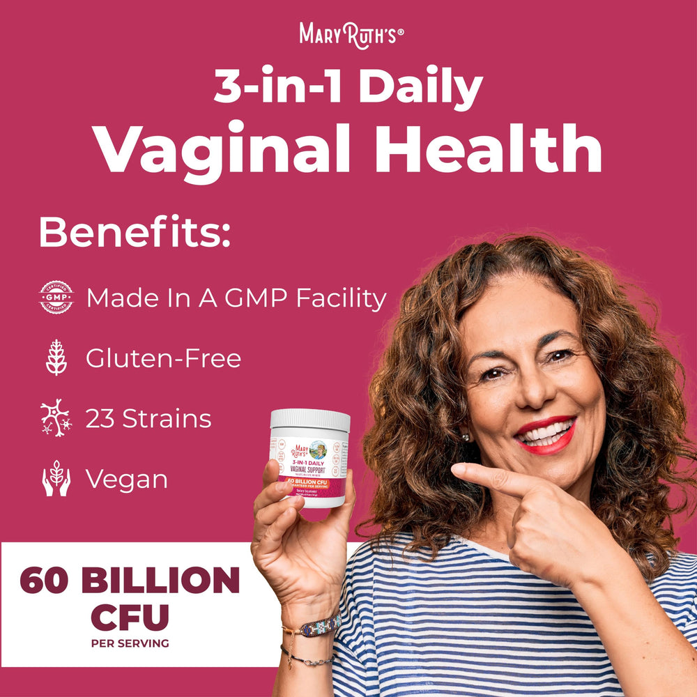 MaryRuth's 3-in-1 Probiotics sunfiber-prebiotic highlights fiber support.