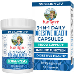 MaryRuth's 3-in-1 probiotics bottle highlighting daily digestive support