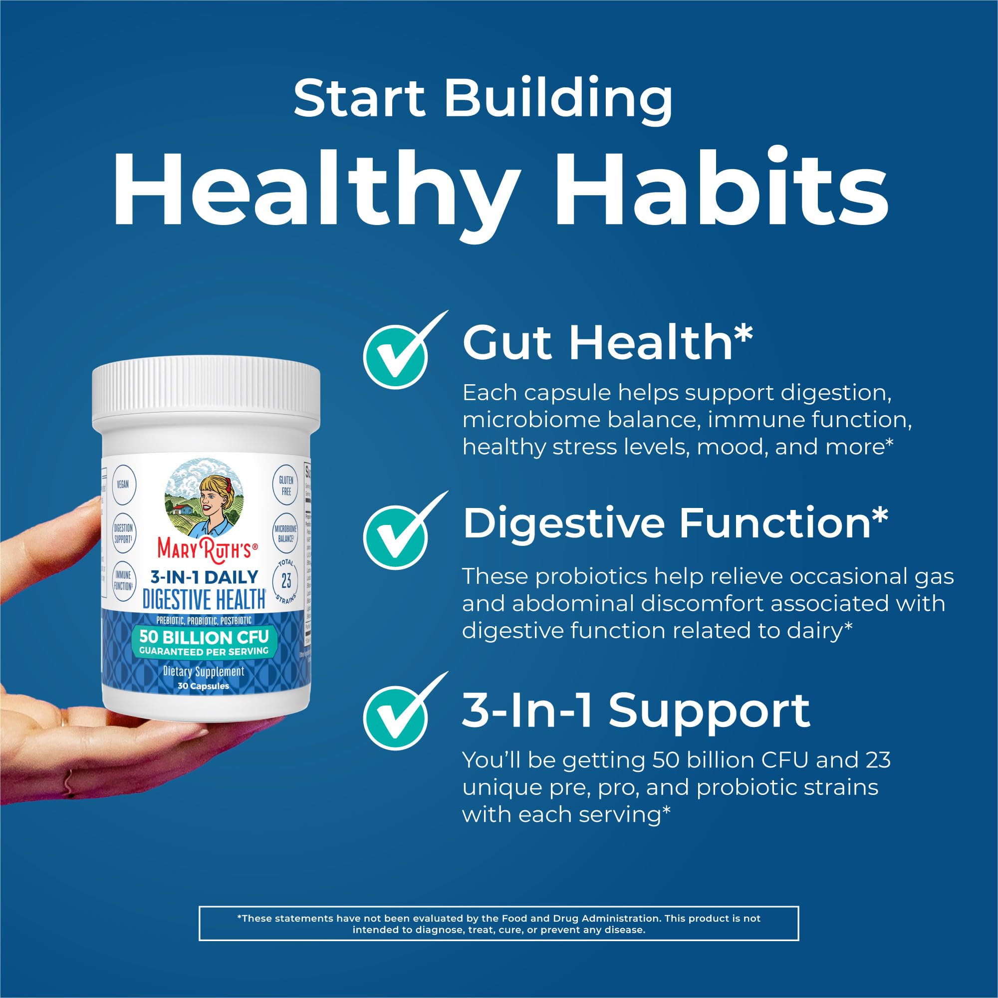MaryRuth's 3-in-1 probiotics packaging showcasing sustainable design