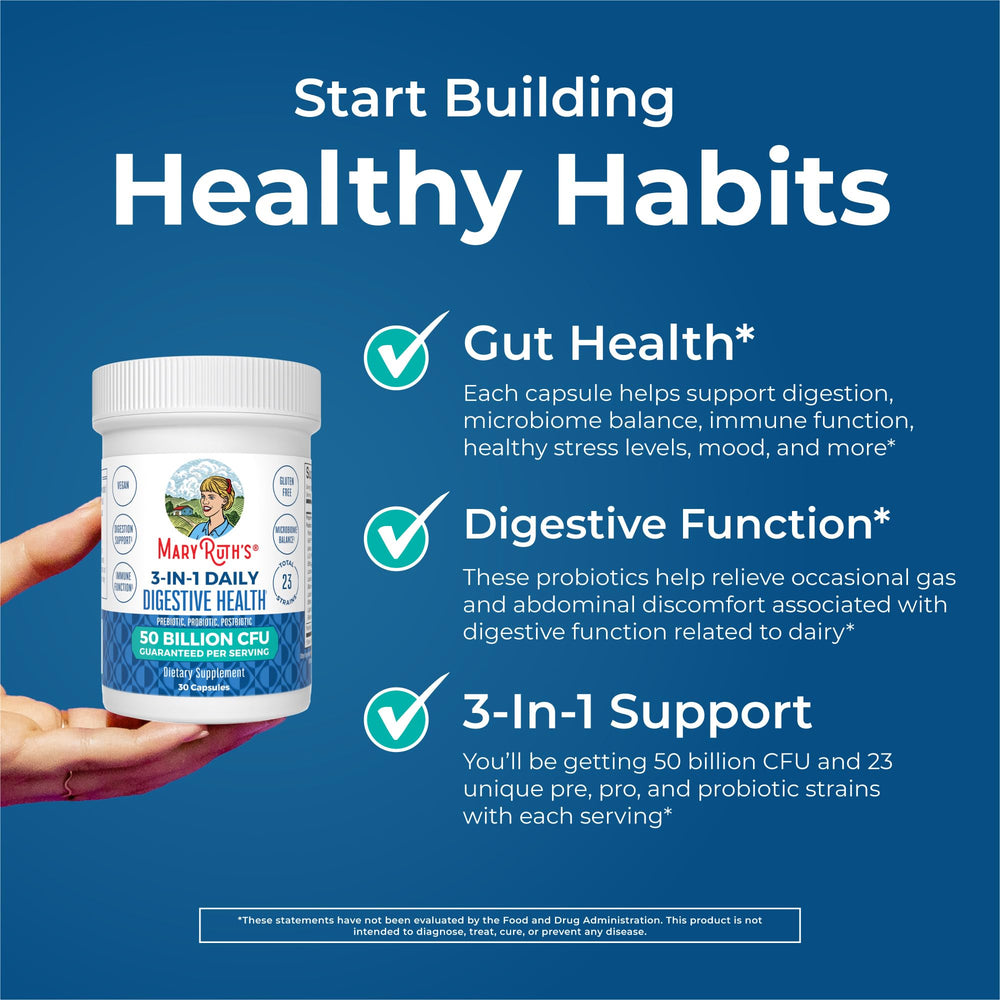 MaryRuth's 3-in-1 probiotics packaging showcasing sustainable design
