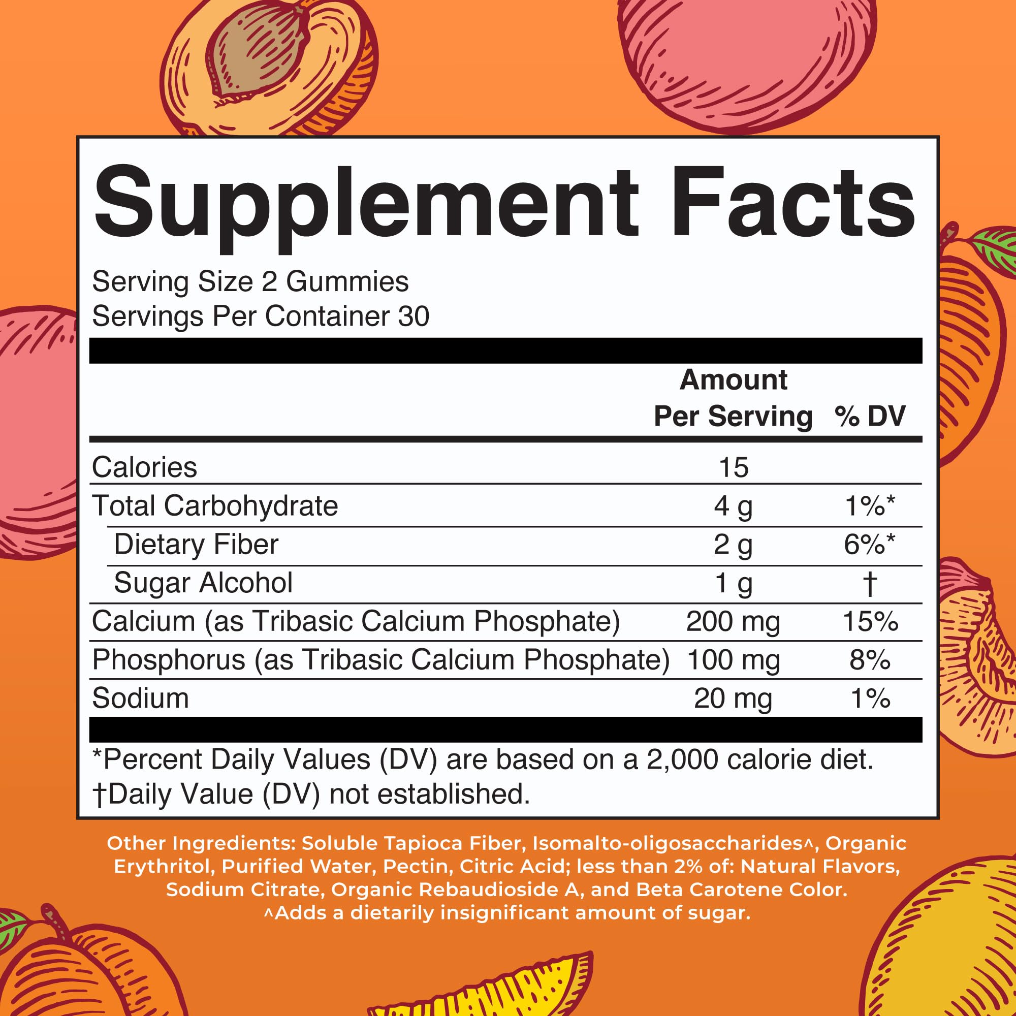 MaryRuth's calcium gummies with peach, mango, apricot flavors visible
