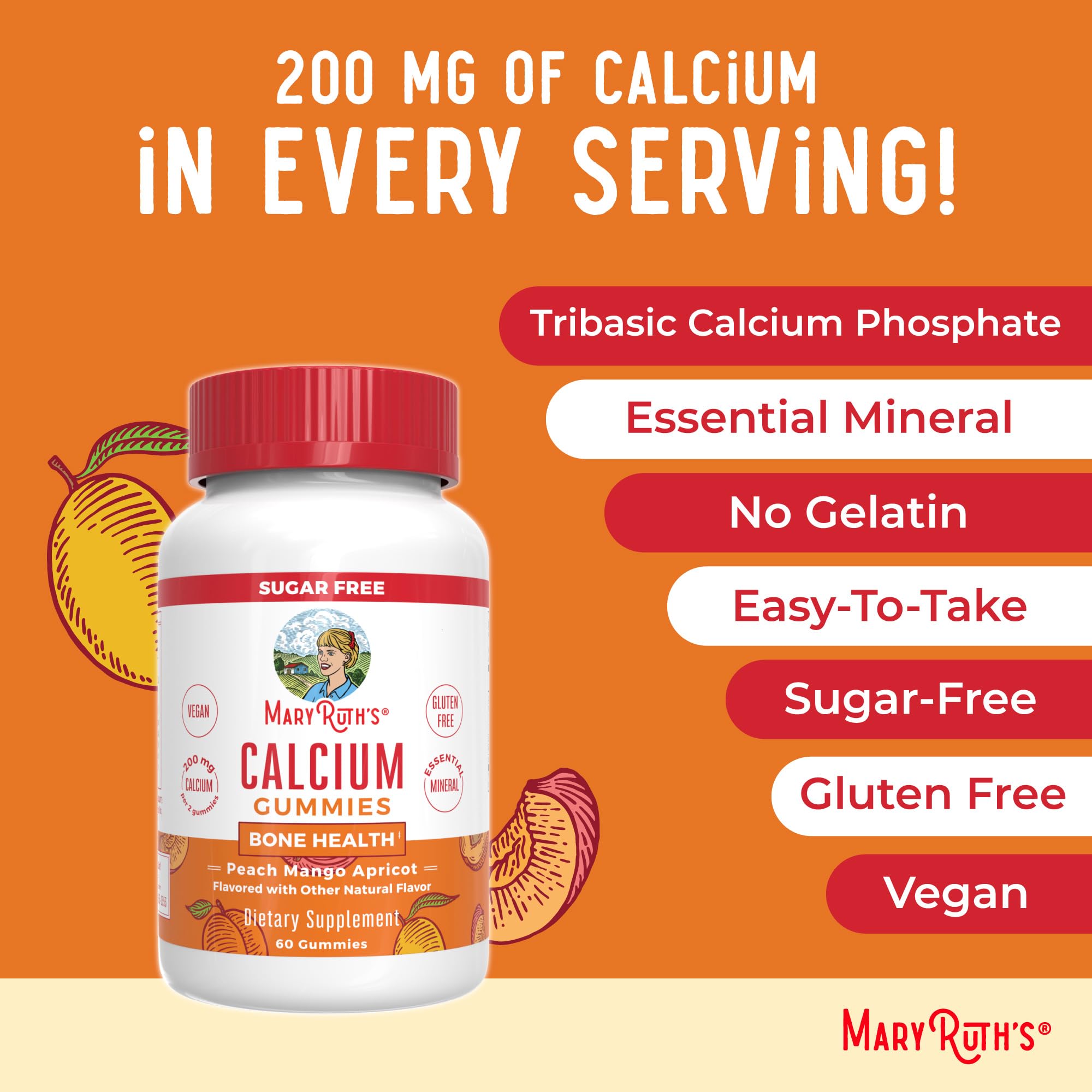 MaryRuth's calcium vegan formula icon indicating plant-based source