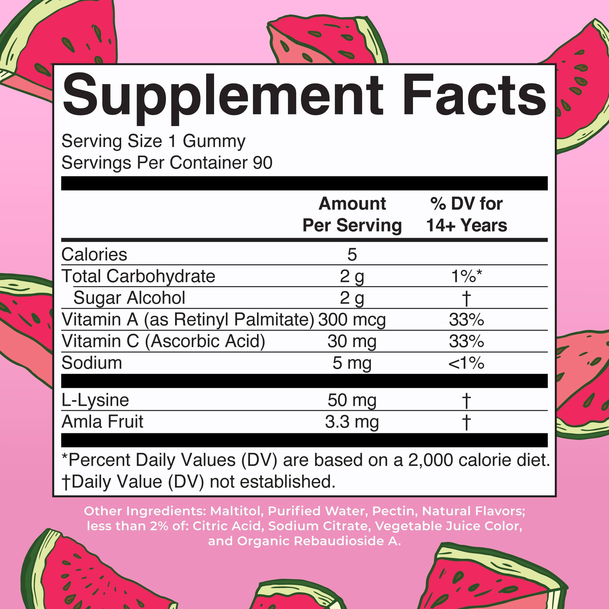 MaryRuth's Collagen Gummies ingredient visuals, highlighting L-lysine, amla, vitamin C, and vitamin A.