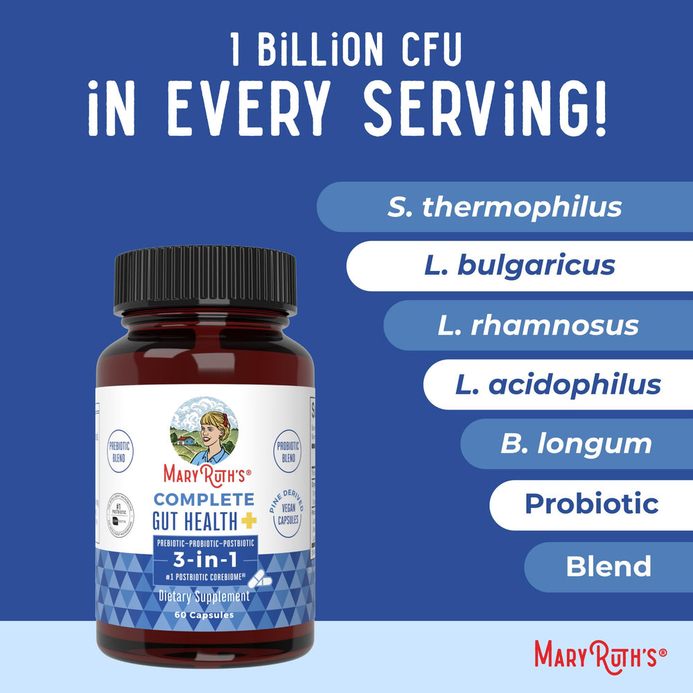 MaryRuth's Corebiome butyrate capsules blend portrayed on label