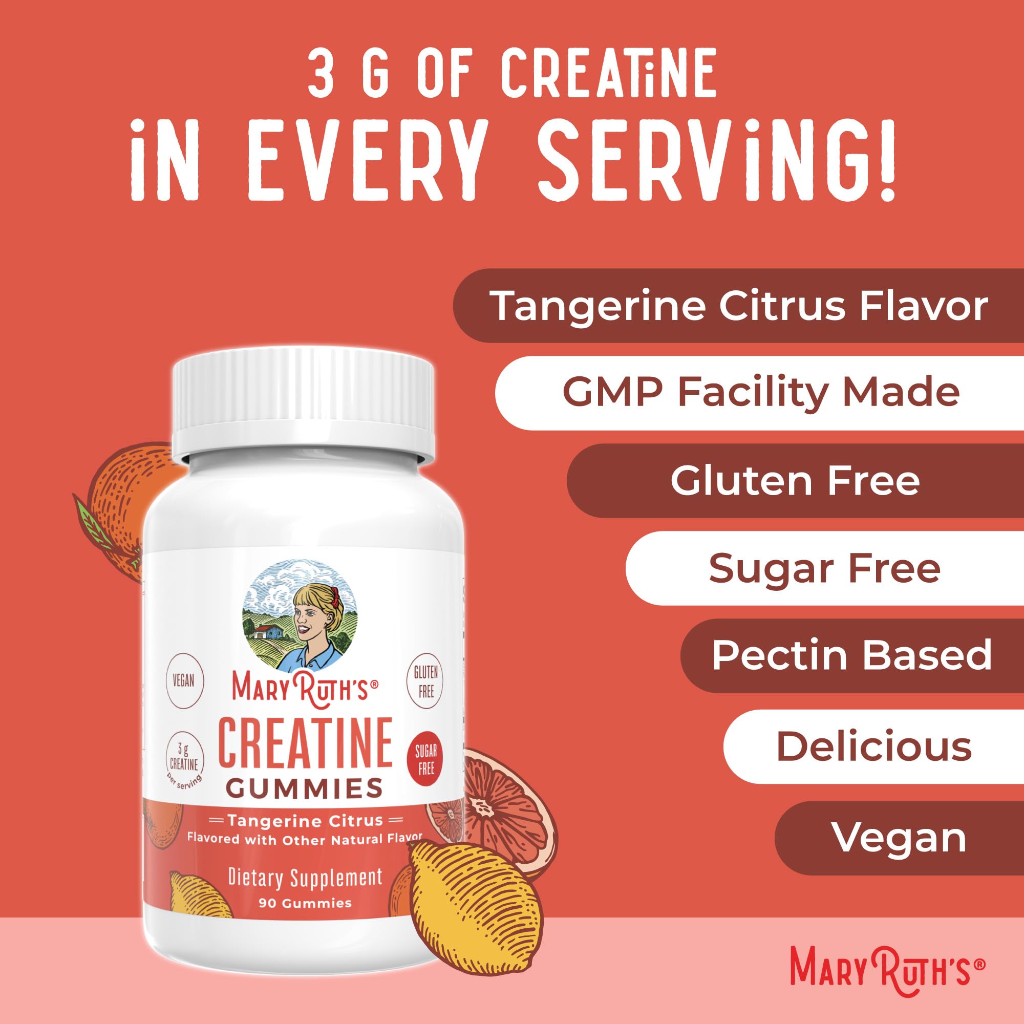 Dairy-free and nut-free MaryRuth's Creatine Gummies packaging.