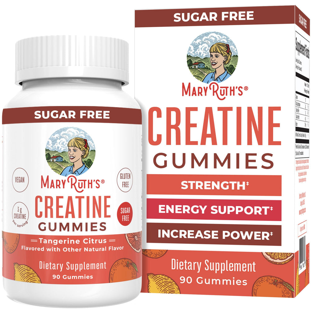 MaryRuth's Creatine Gummies bottle with Tangerine flavor for convenient workouts.