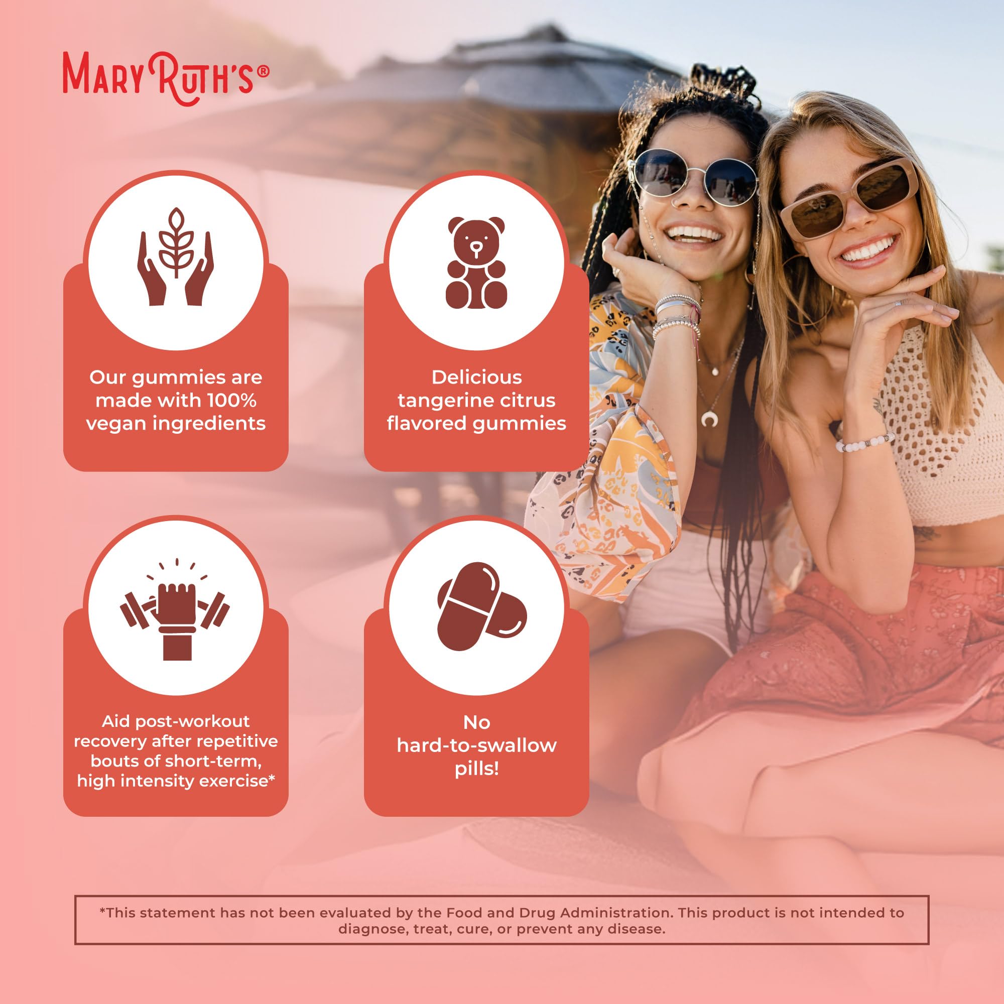 Gummies in a vegan, plant-based formula for dietary compatibility.