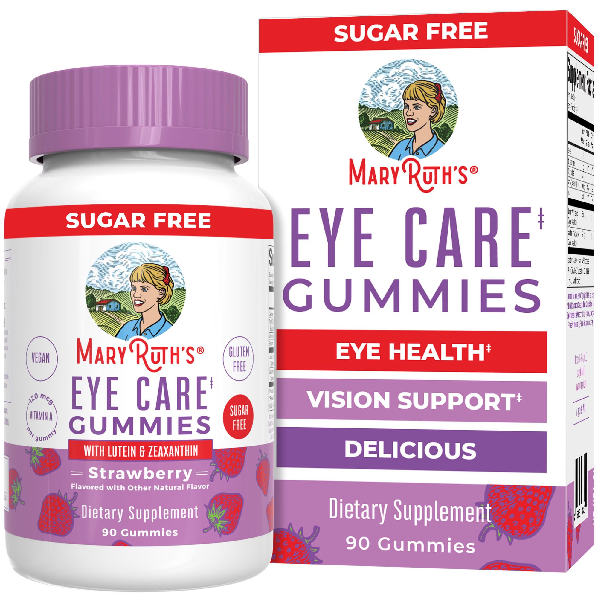 MaryRuth's Eye Care Gummies bottle on a clean surface for eye health support