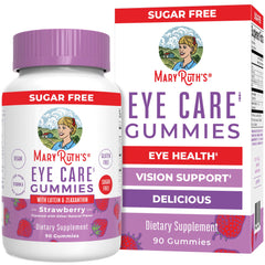 MaryRuth's Eye Care Gummies bottle on a clean surface for eye health support
