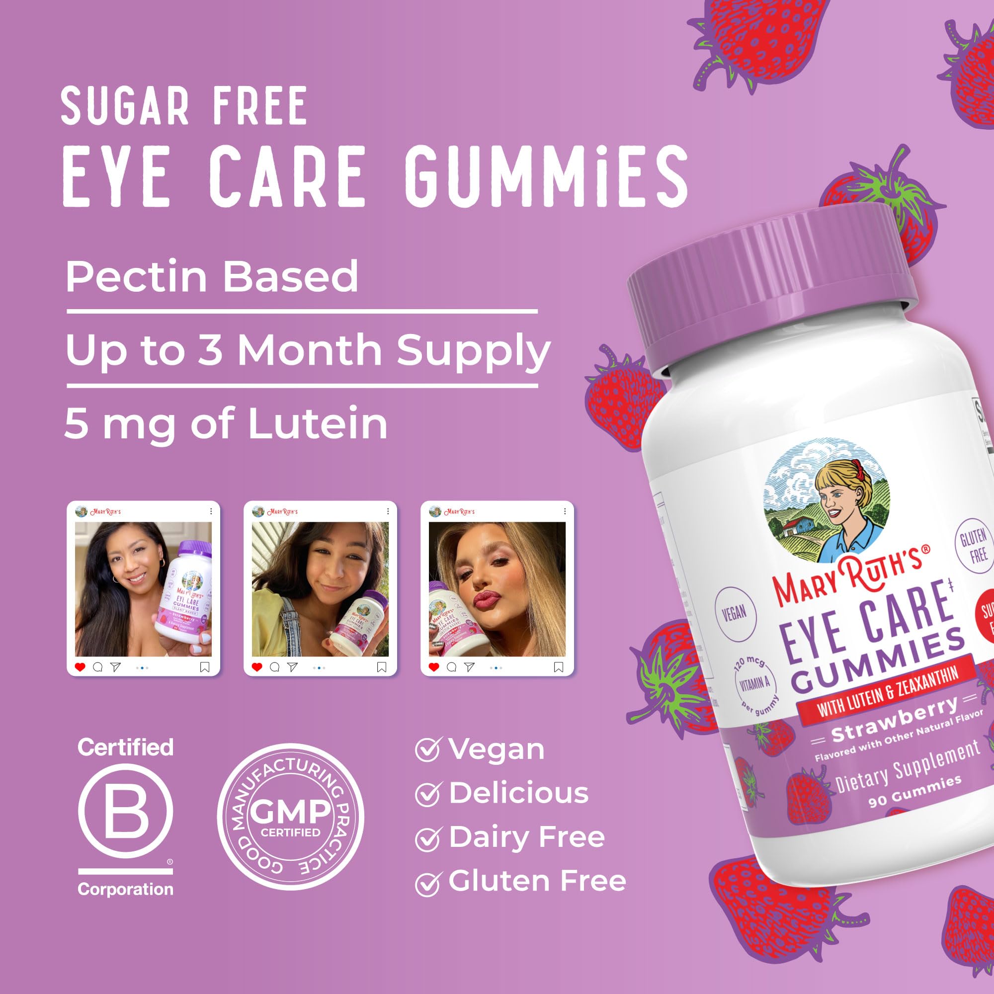 MaryRuth's Eye Care Gummies non-GMO and vegan formula plant-based vitamins
