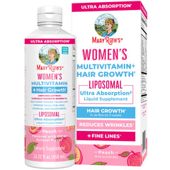 MaryRuth's hair-growth multivitamin bottle supports hair thickness and daily wellness.