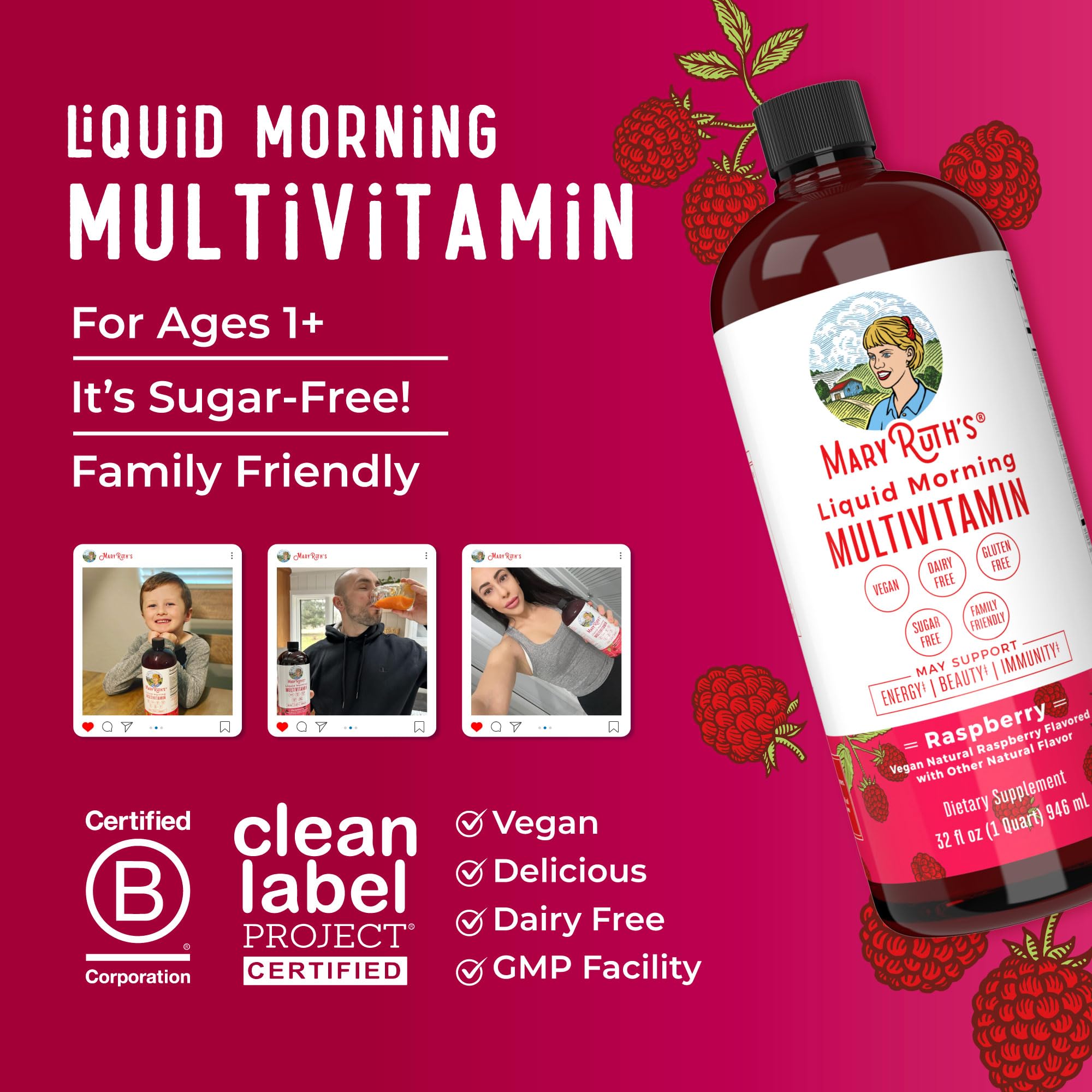 Kid-friendly daily vitamin from MARYRUTH'S ready for breakfast routines.