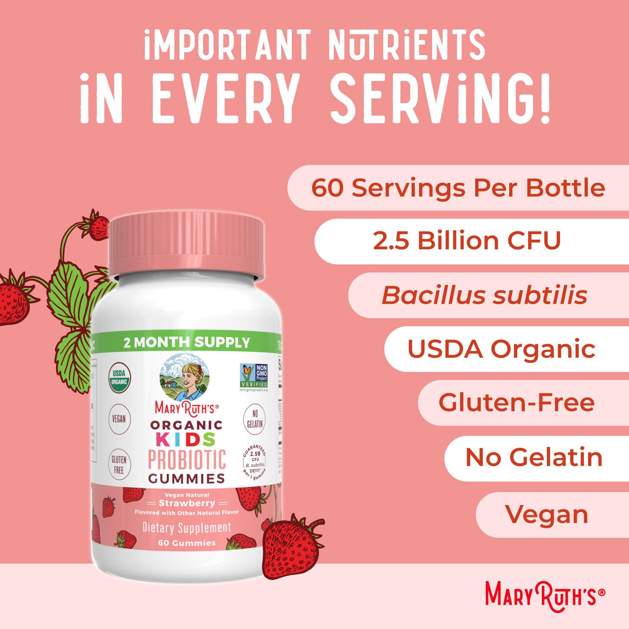 MaryRuth's Kids Probiotics Gummies dairy-free icon for allergy-conscious families.