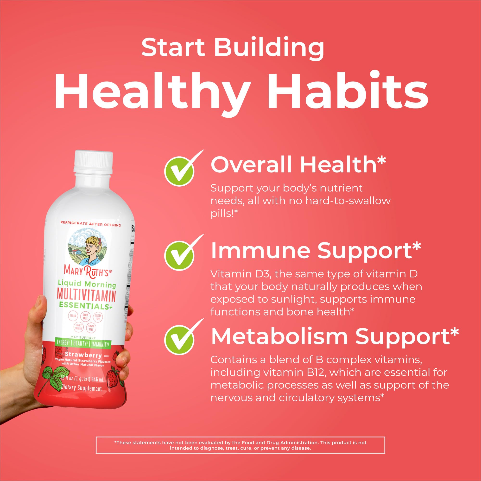 MaryRuth's Liquid Morning Multivitamin Essentials+ dropper enables precise dosing.
