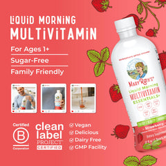 MaryRuth's Essentials+ bottle in a refrigerated close-up highlighting freshness.