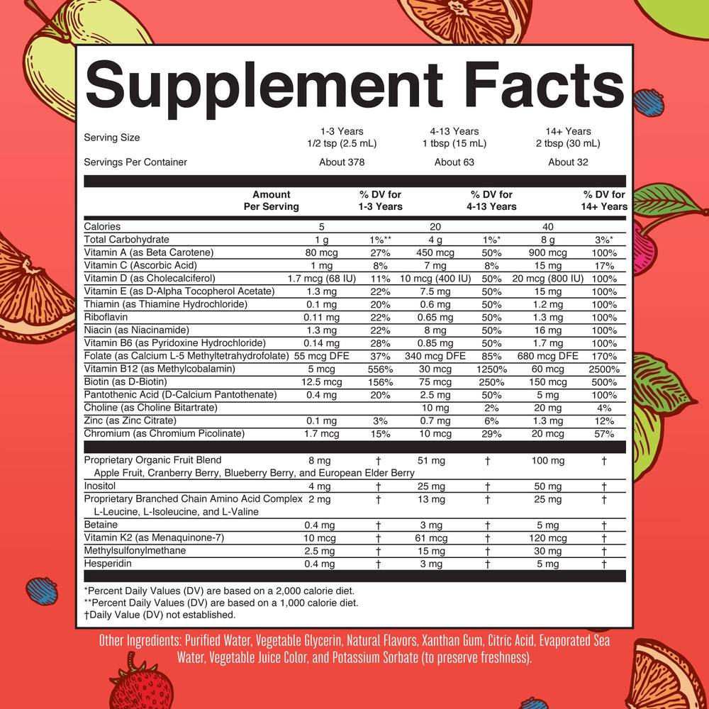 MaryRuth's Liquid Morning Multivitamin Essentials Strawberry bottle for a tasty daily boost.