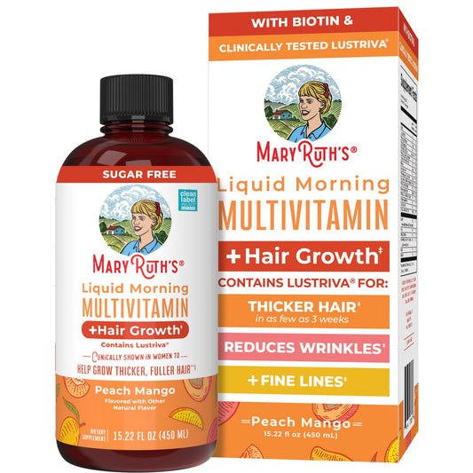 MaryRuth's Liquid Multivitamin Hair Growth bottle for daily use and hair health.