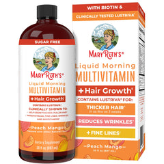 MARYRUTH'S liquid multivitamin bottle showing hair growth focus for fuller hair