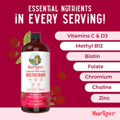 Close-up of ingredients on MARYRUTH'S Liquid Morning Multivitamin label.