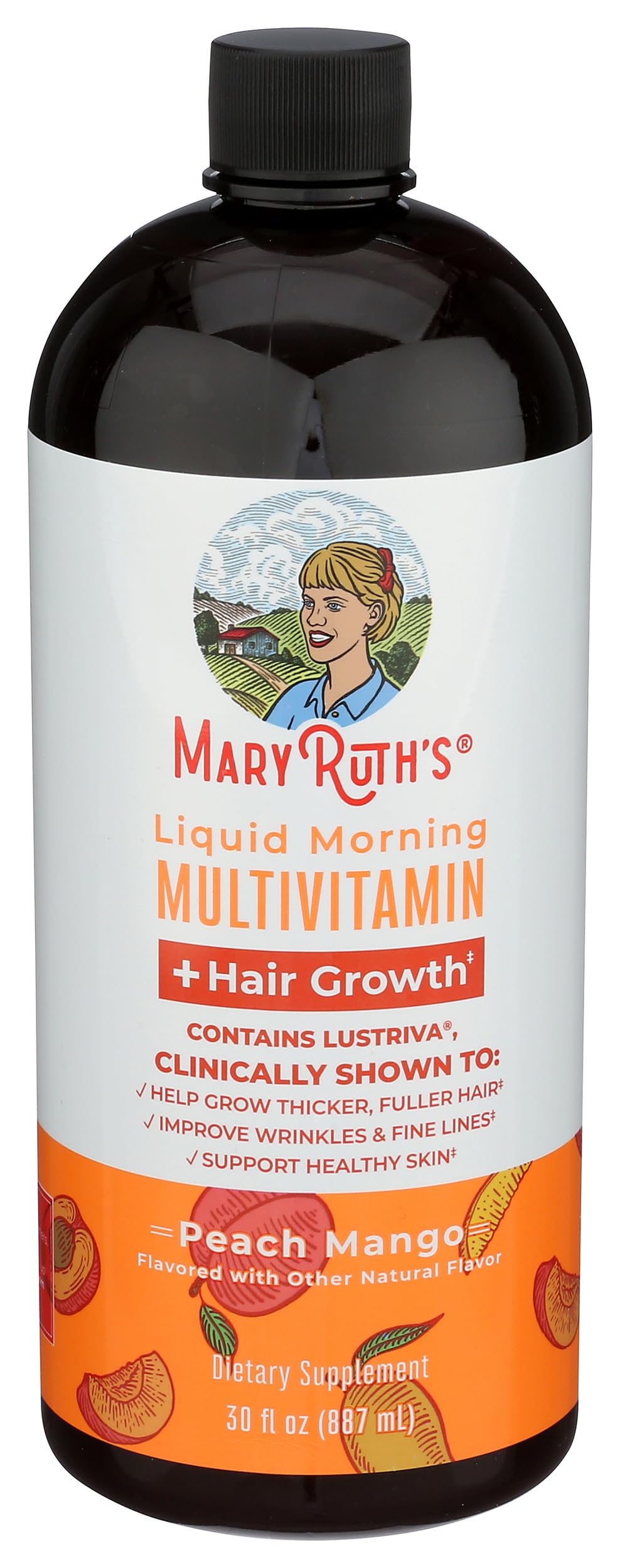 Lustriva hair growth bottle being poured for convenient daily routine