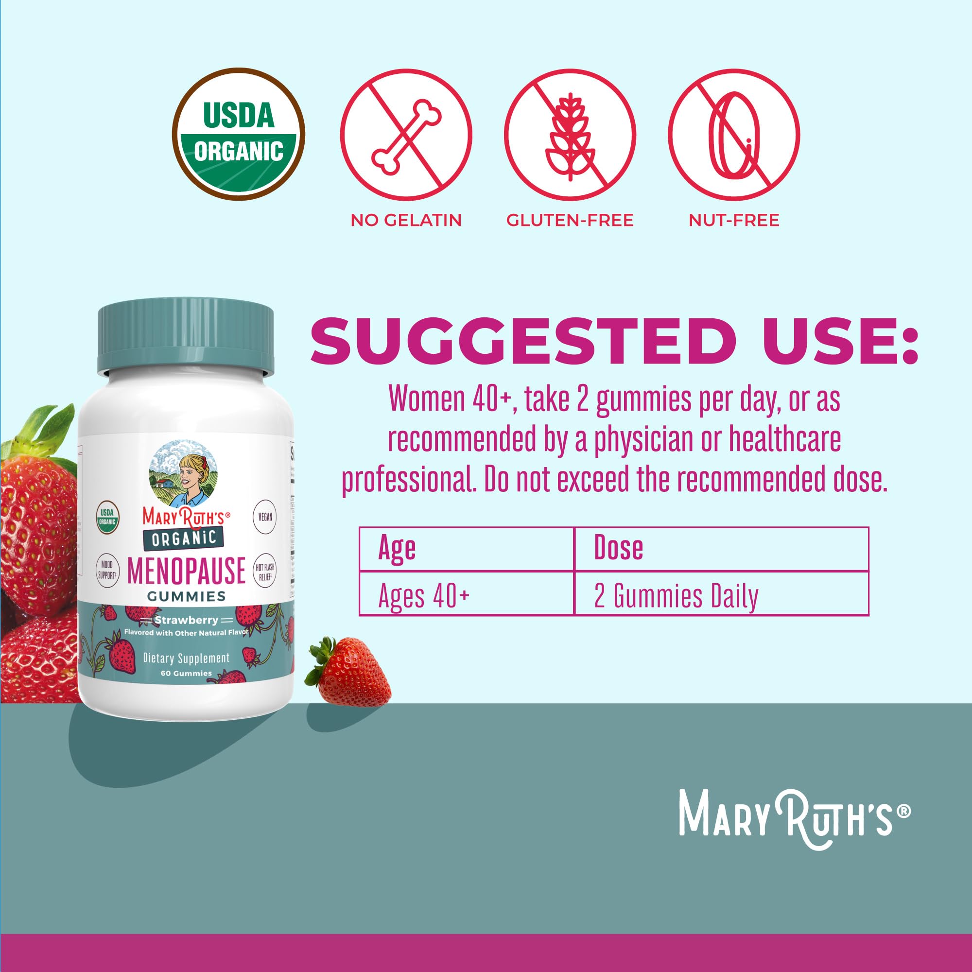 MaryRuth's Organic Menopause Gummies two-daily-dose serving suggestion