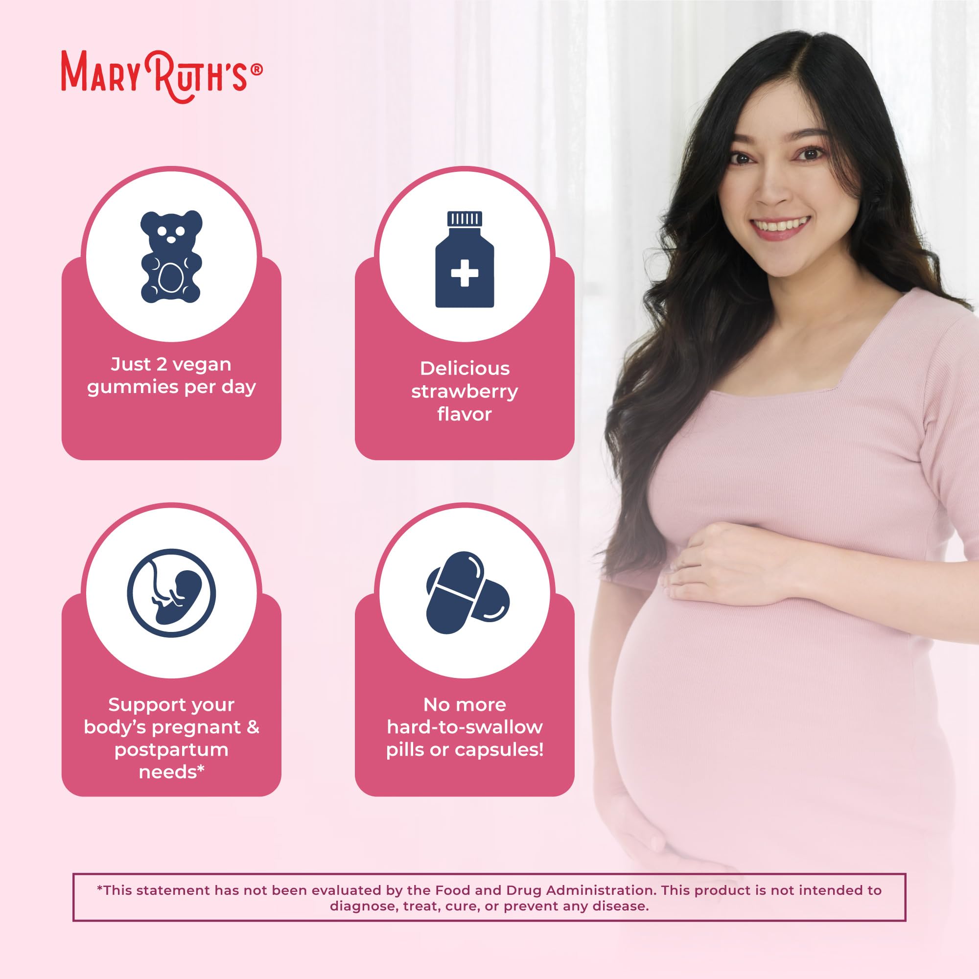 MaryRuth's Prenatal Gummies non-GMO packaging and verification.