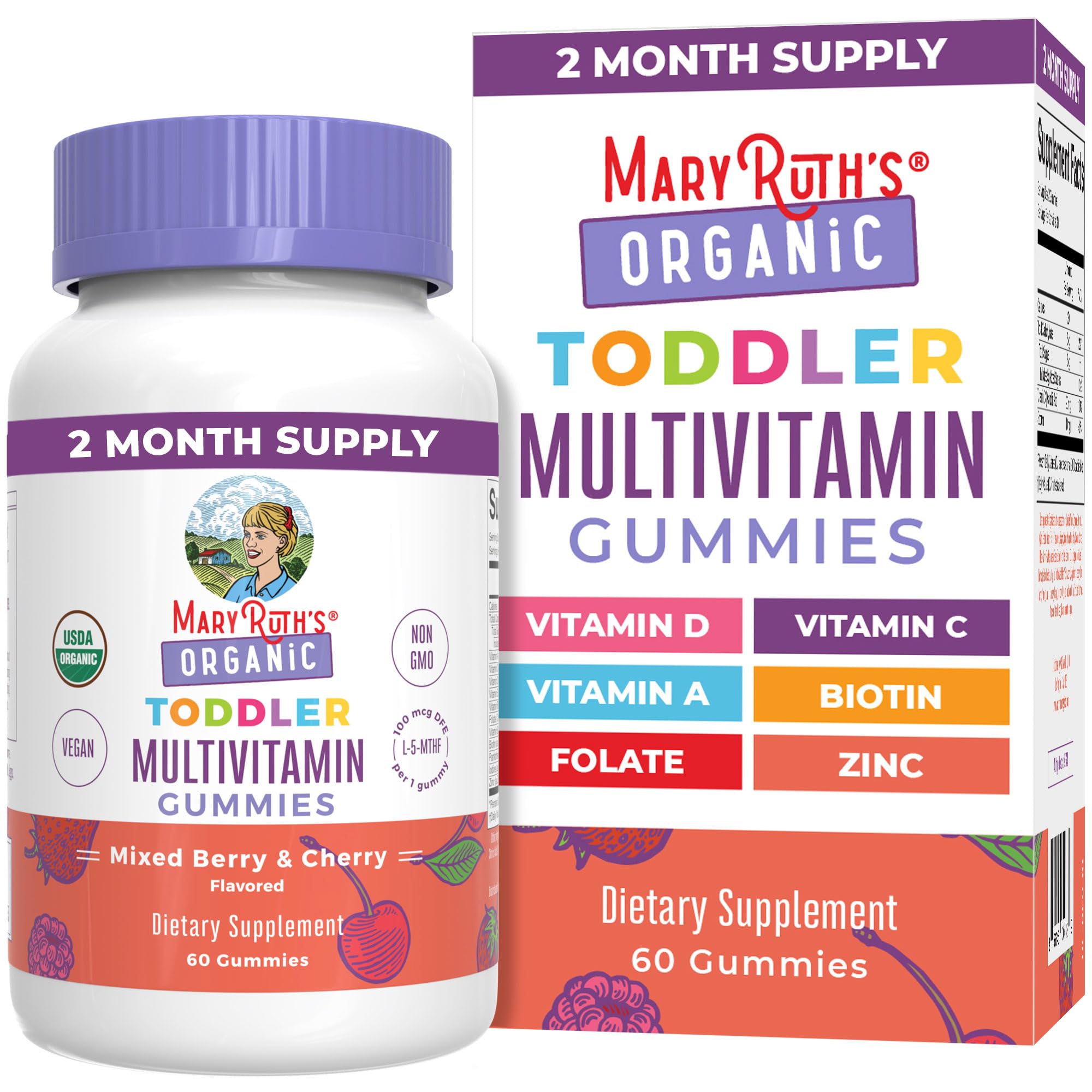 MaryRuth's Organic Toddler Multivitamin Gummies bottle supports daily child nutrition.