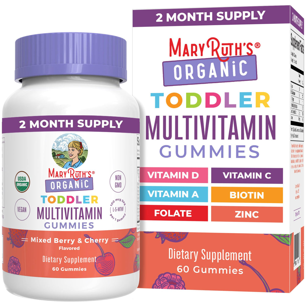 MaryRuth's Organic Toddler Multivitamin Gummies bottle supports daily child nutrition.