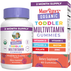 MaryRuth's Organic Toddler Multivitamin Gummies bottle supports daily child nutrition.