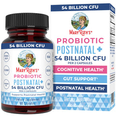 MaryRuth's Postnatal Probiotics bottle showing postpartum support on the label.
