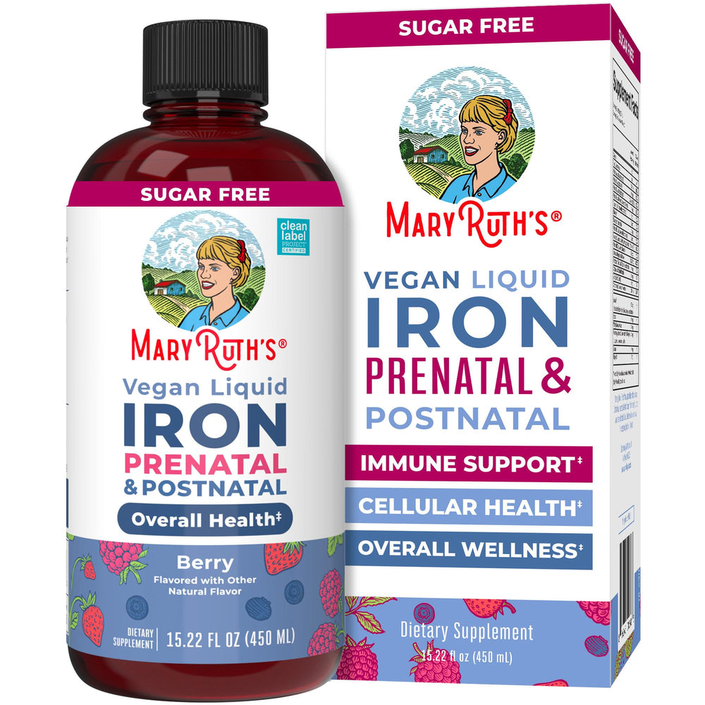 MaryRuth's Prenatal Iron Liquid bottle supports daily iron intake.