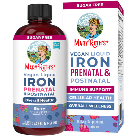 MaryRuth's Prenatal Iron Liquid bottle supports daily iron intake.