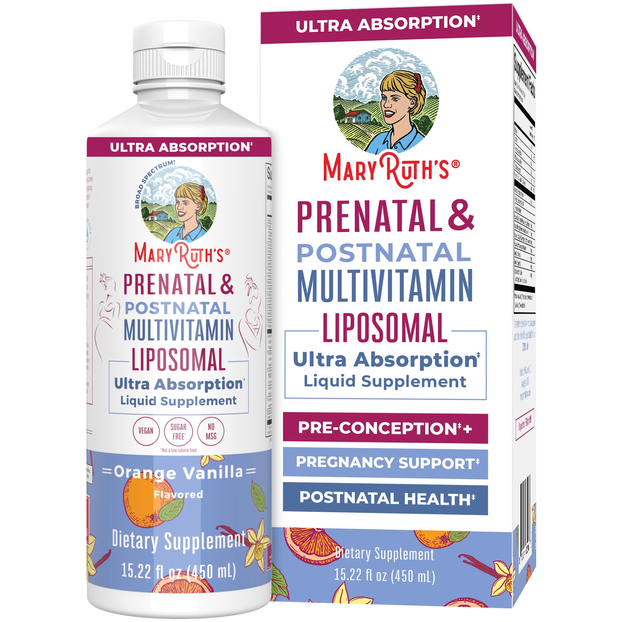 MaryRuth's Prenatal Liposomal bottle ready for daily use, supporting easy nutrition