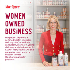 MaryRuth's Raspberry bottle sits on a kitchen counter, easy to add to drinks.