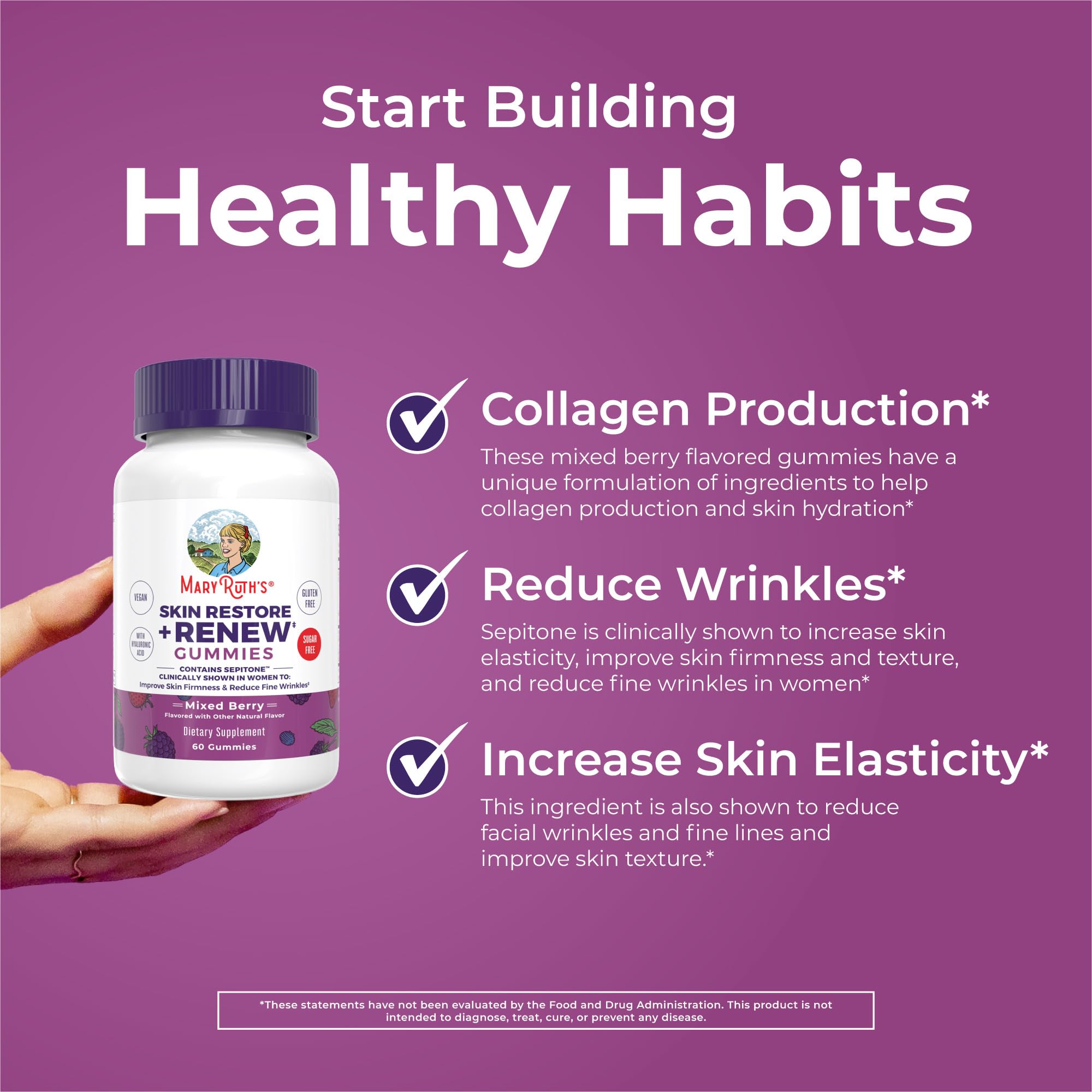 MaryRuth's Skin Restore + Renew hyaluronic acid close-up signaling skin hydration potential.
