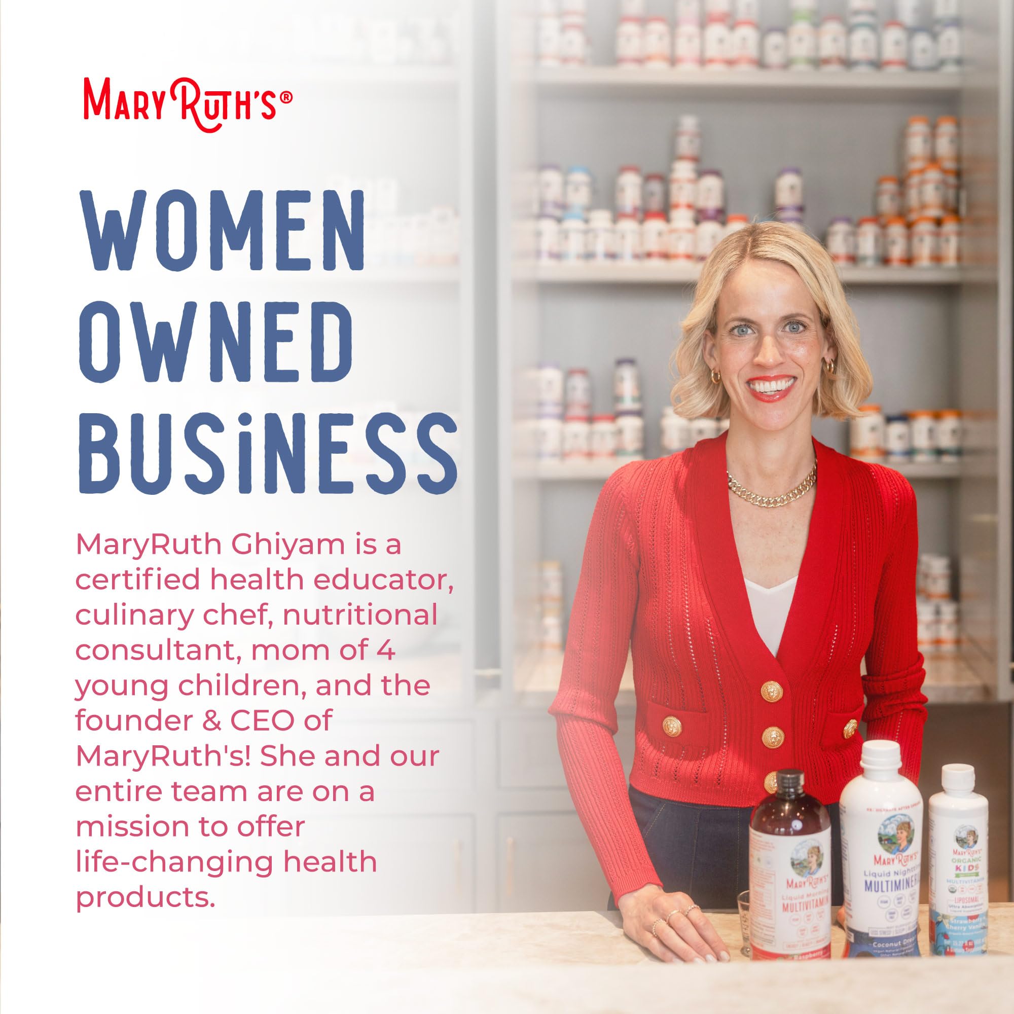 MARYRUTH'S brand logo emphasizing women-owned business and trust