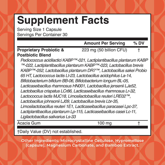 Close-up of MaryRuth's women's health capsule highlighting 50B CFU potential benefits.