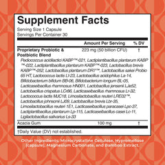 Close-up of MaryRuth's women's health capsule highlighting 50B CFU potential benefits.