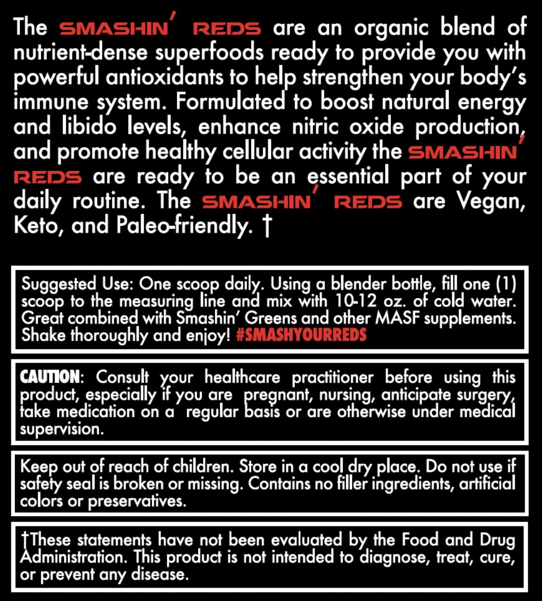 MASF Smashin' Reds daily routine bottle inspires consistent nutrition choices.